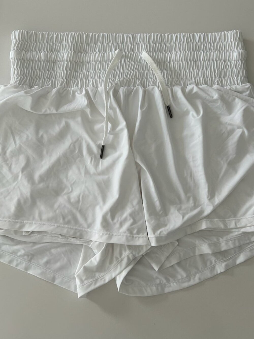 Women's White Flowy, High Waist Athletic Shorts with Pocket NWOT